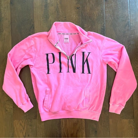 PINK VICTORIA’S SECRET zip neck sweatshirt, size XS - Picture 3 of 12